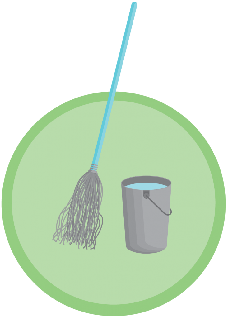 Mop and bucket graphic