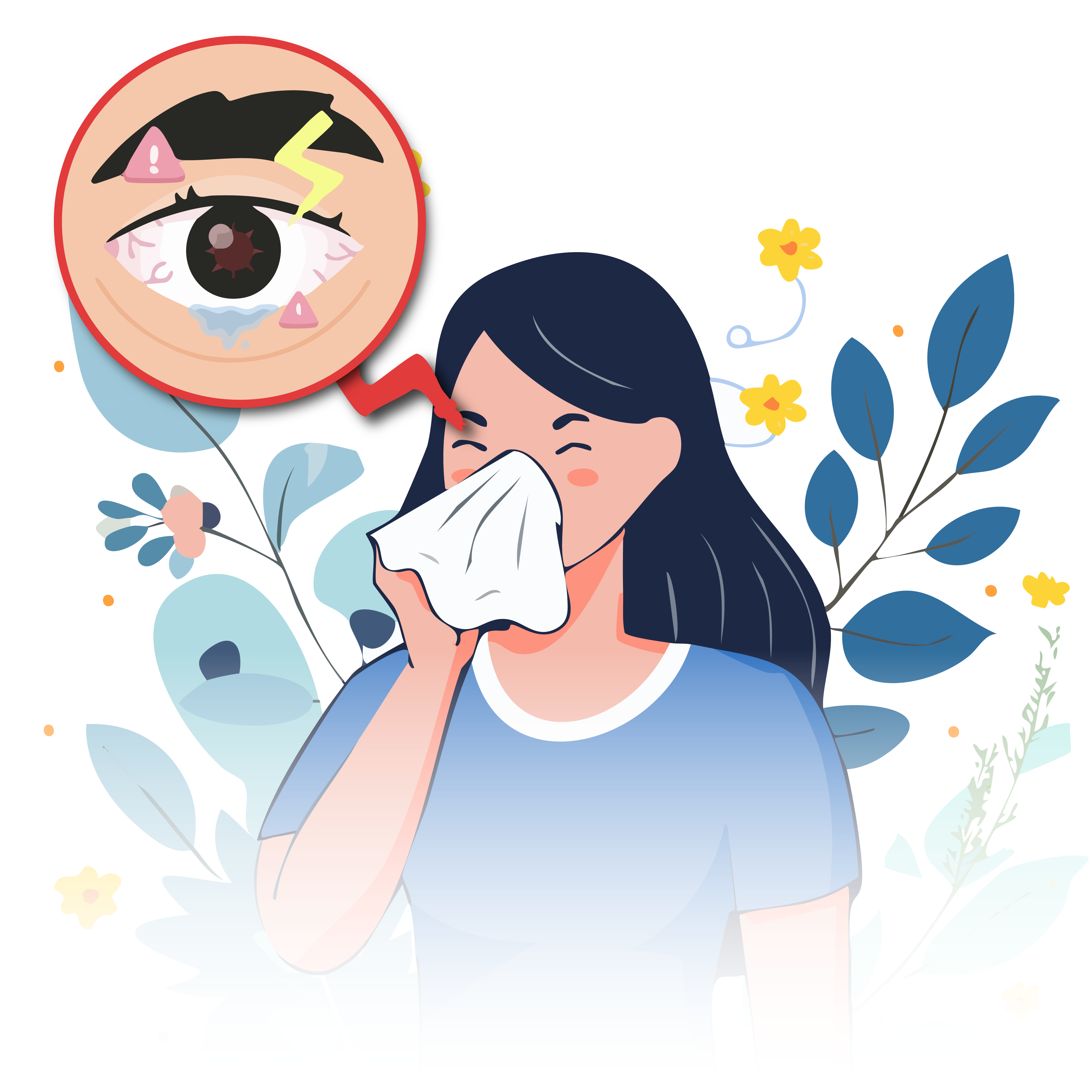 Woman using a kleenex 