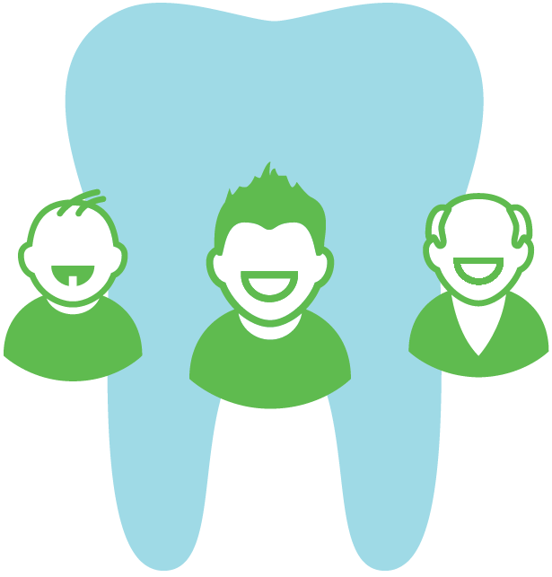 People icons around tooth icon