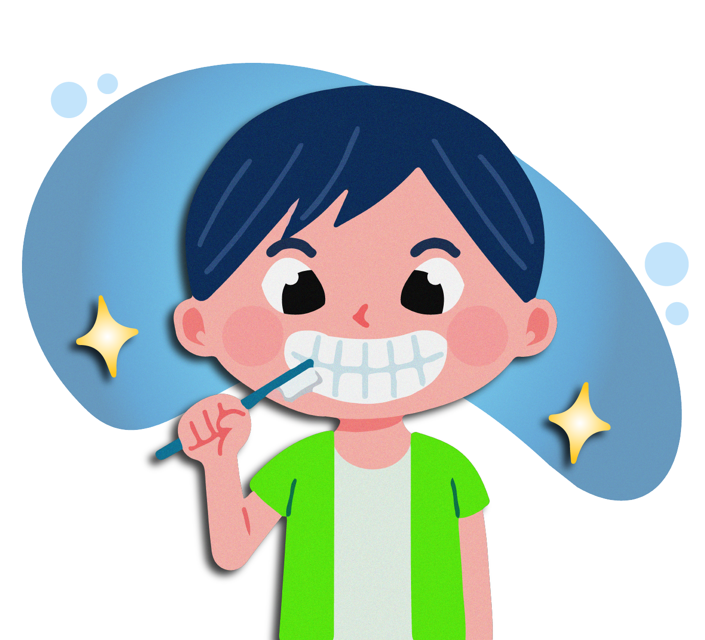 Illustration of a young child brushing their teeth