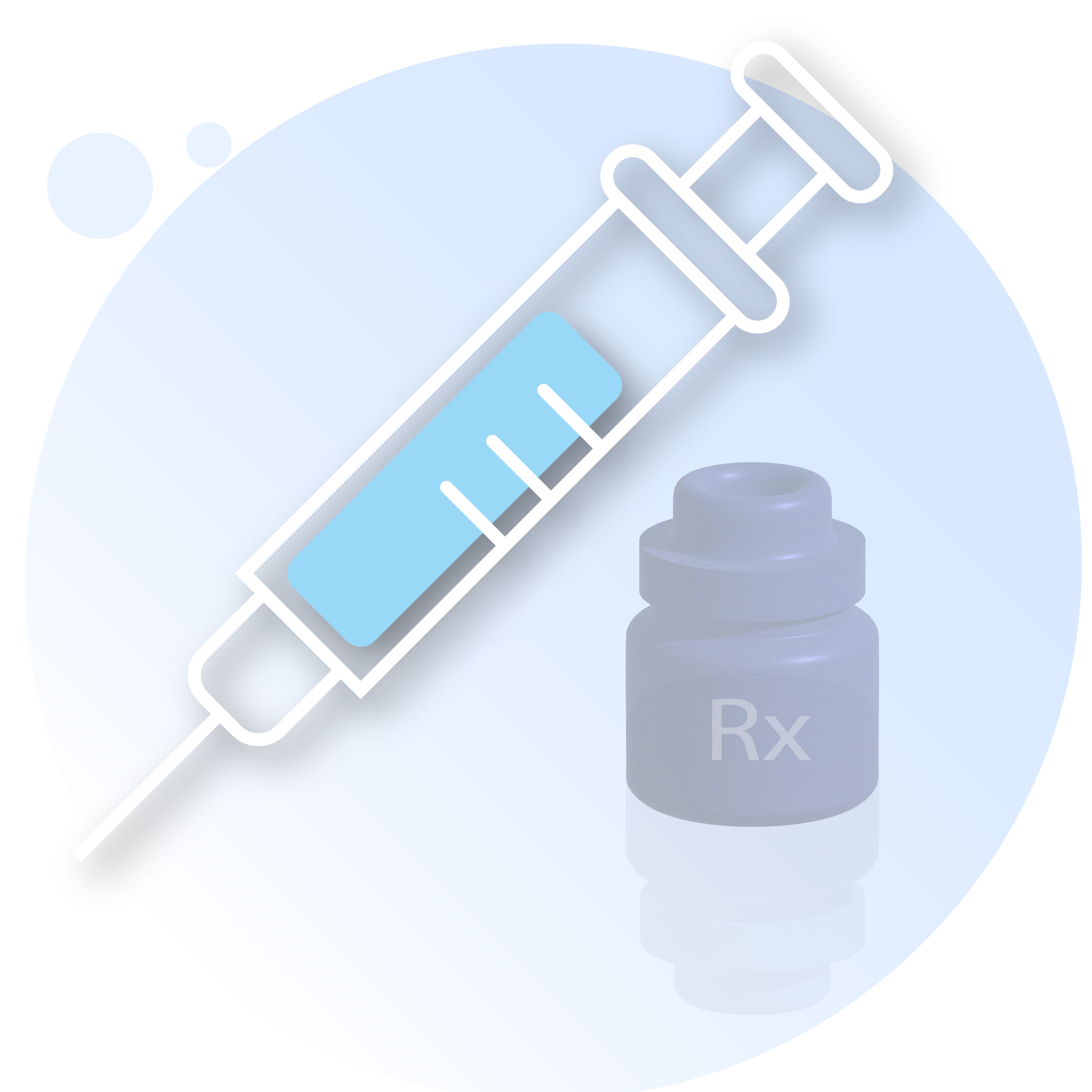 Illustration of weight loss medication - Rx bottle and syringe