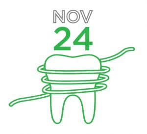 Graphic calendar reminder with tooth wrapped in floss November 24th