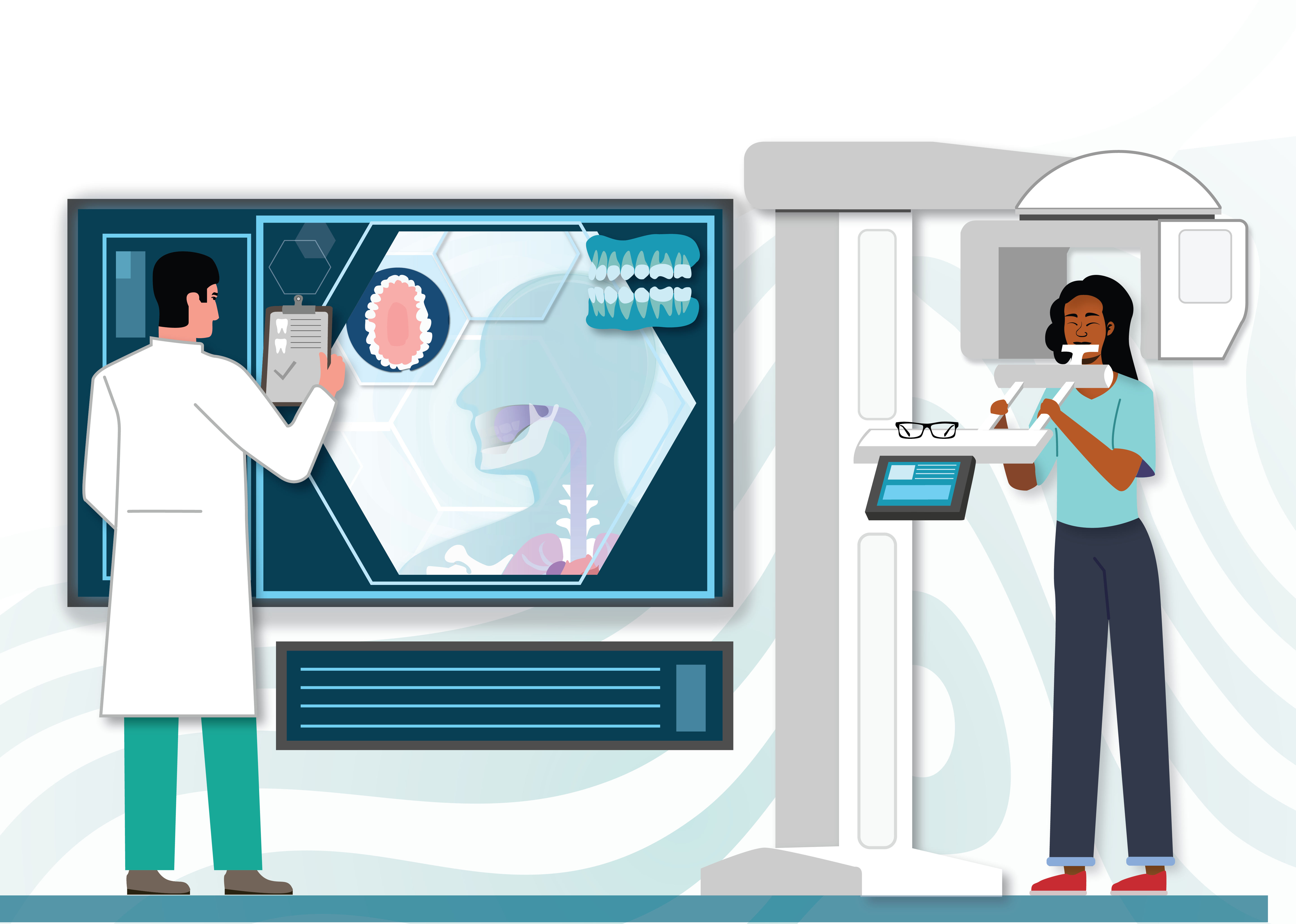 Image of a dentist performing an x-ray on a patient