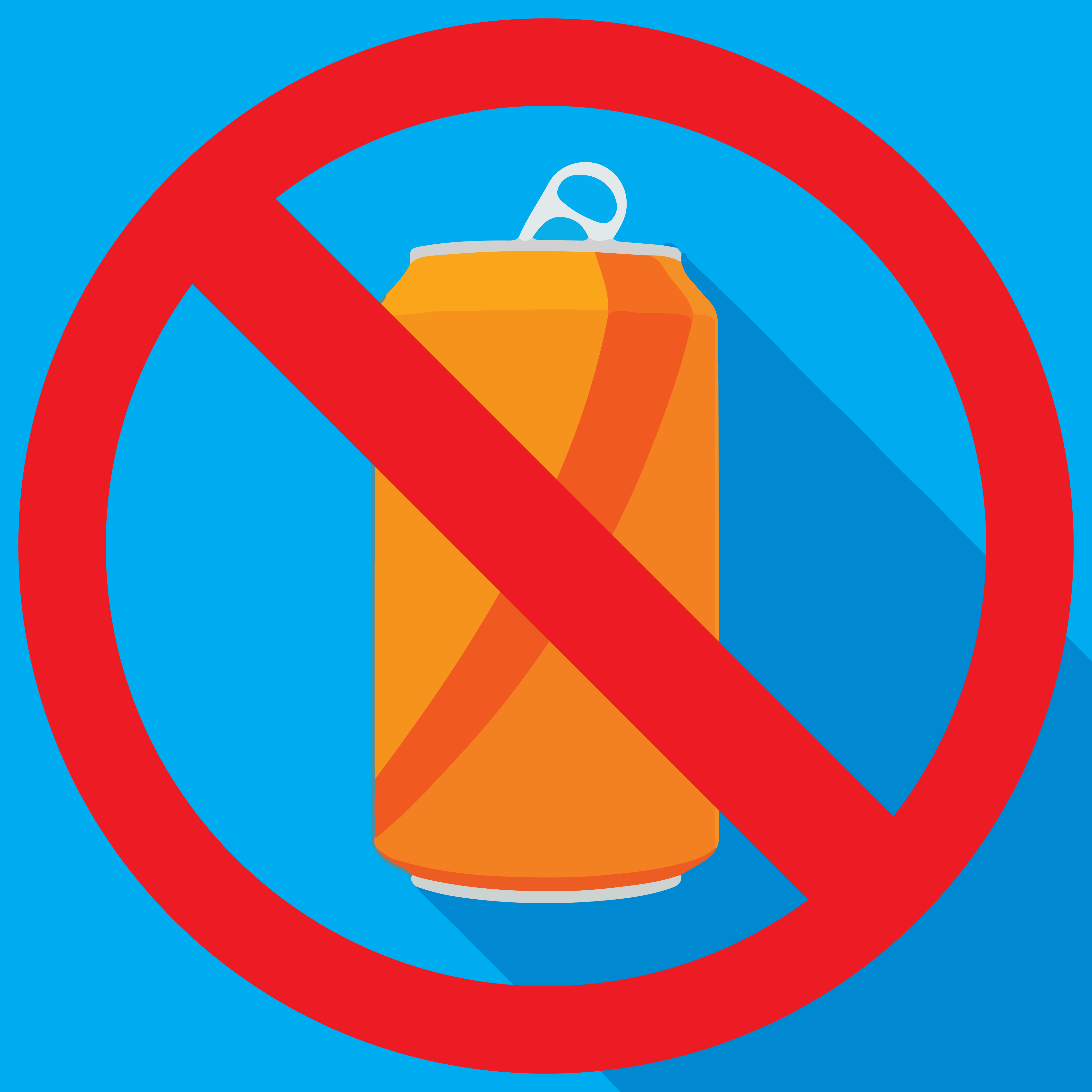 Illustration of a can of soda crossed out 