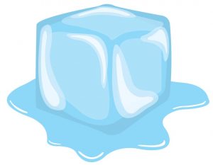 Graphic of a cube of ice melting