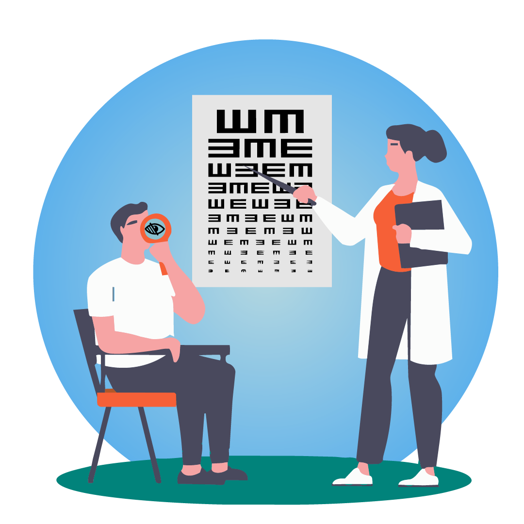 Low vision being diagnosed with an eye exam