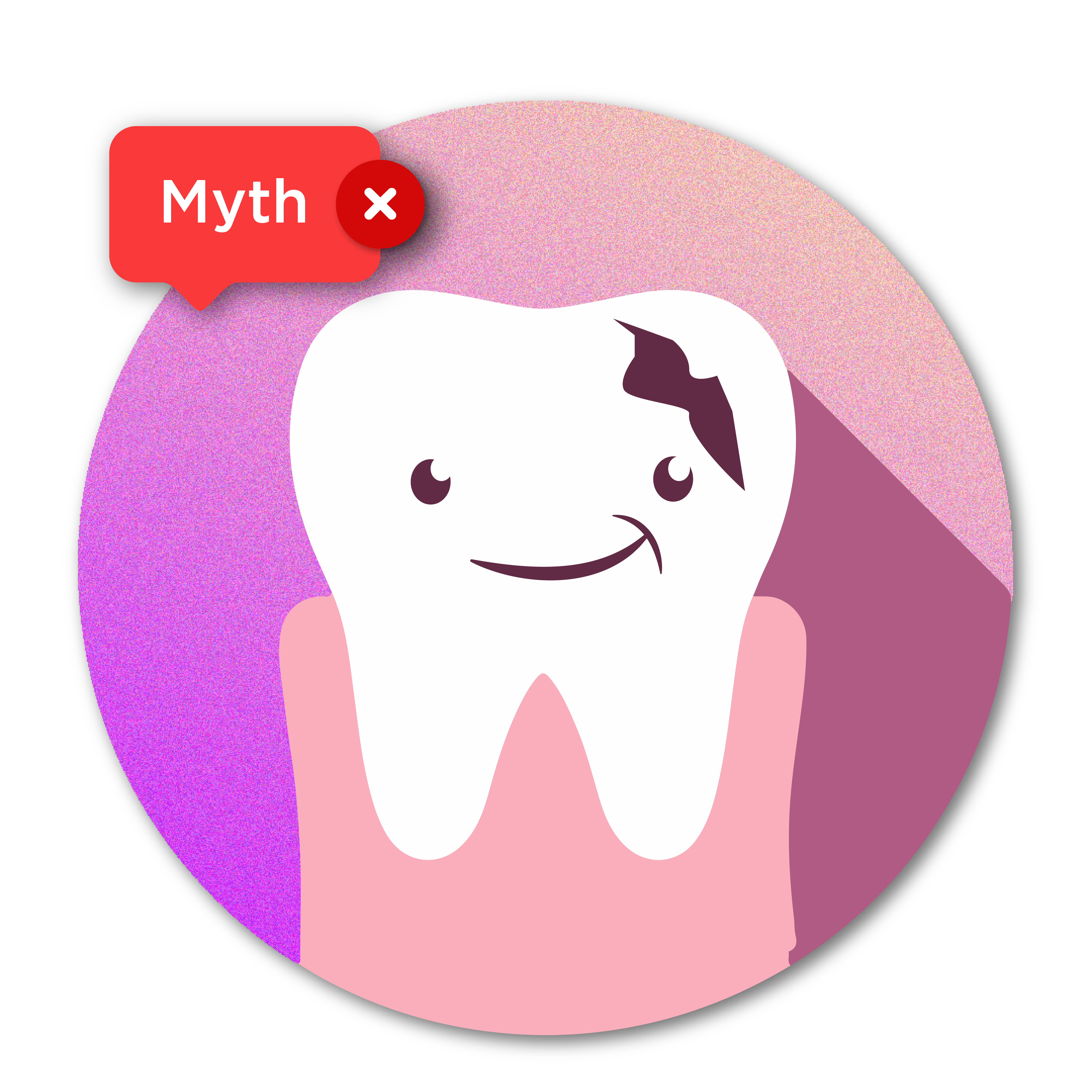 Illustration of a tooth smiling with a small crack in the top 