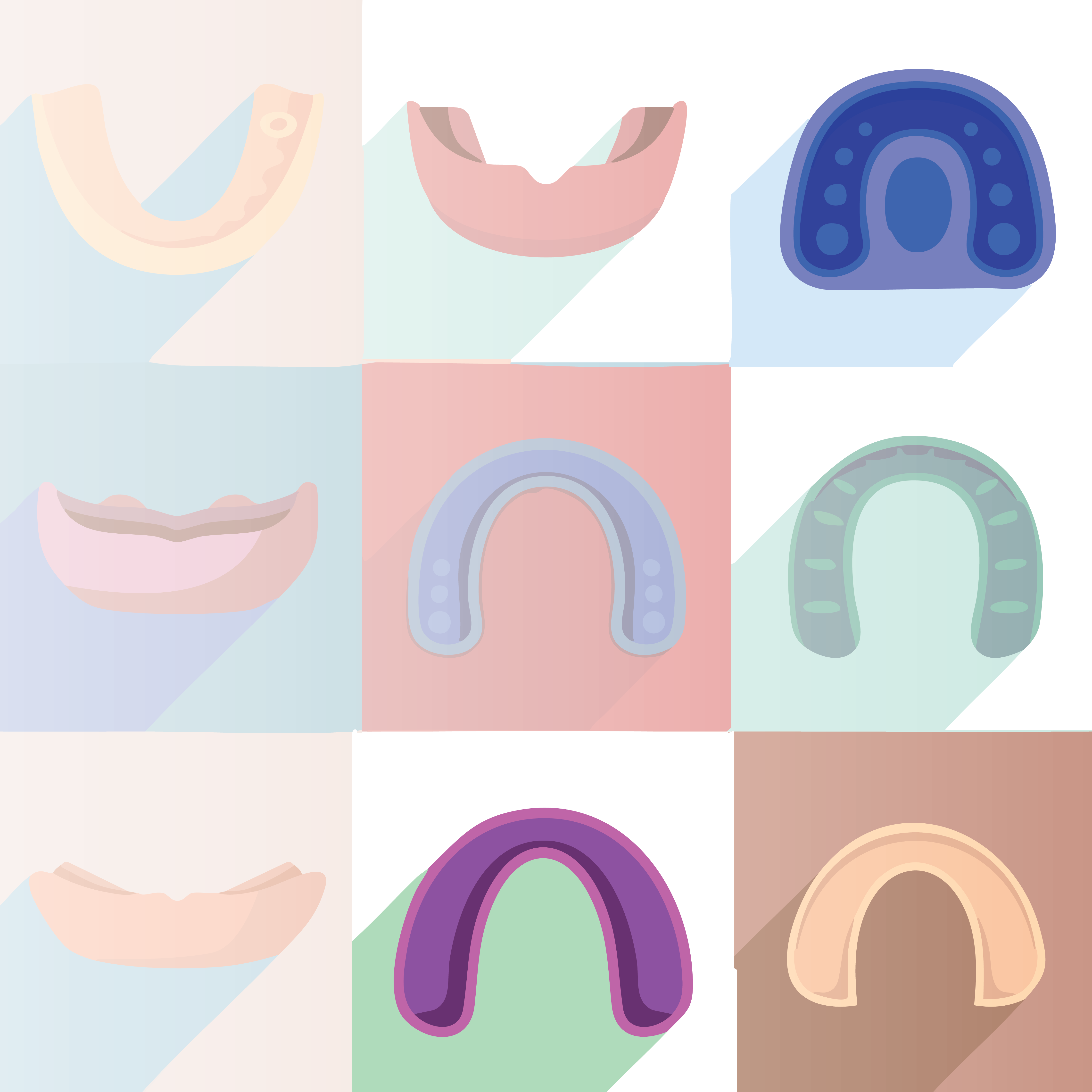 collage of colorful mouth guards