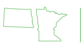 Map of North Dakota and Minnesota 