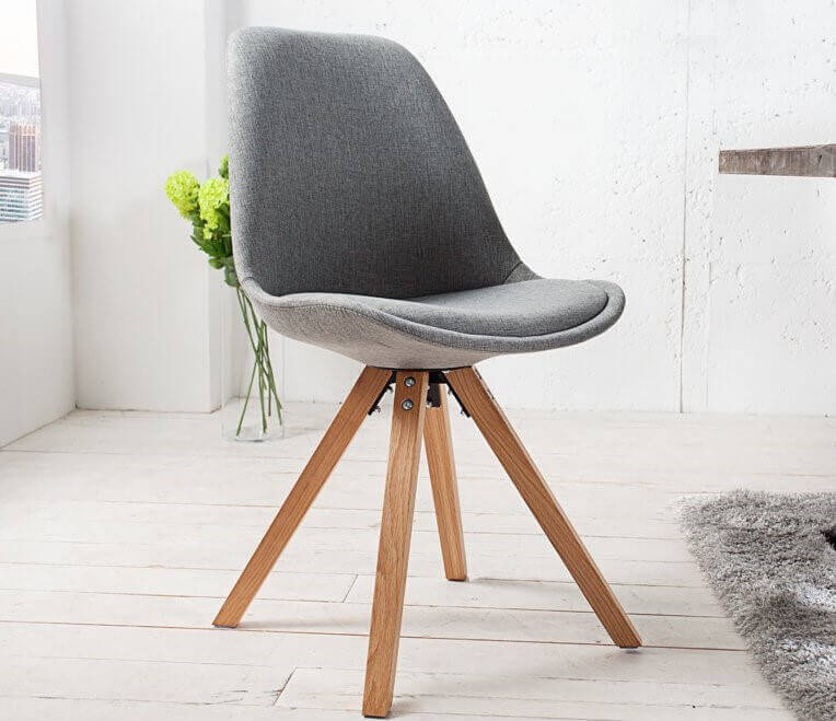 4 x PU Leder Stuhl mit Holzbeinen Esszimmer/Küche/Bar/Büro Grau 74CM 