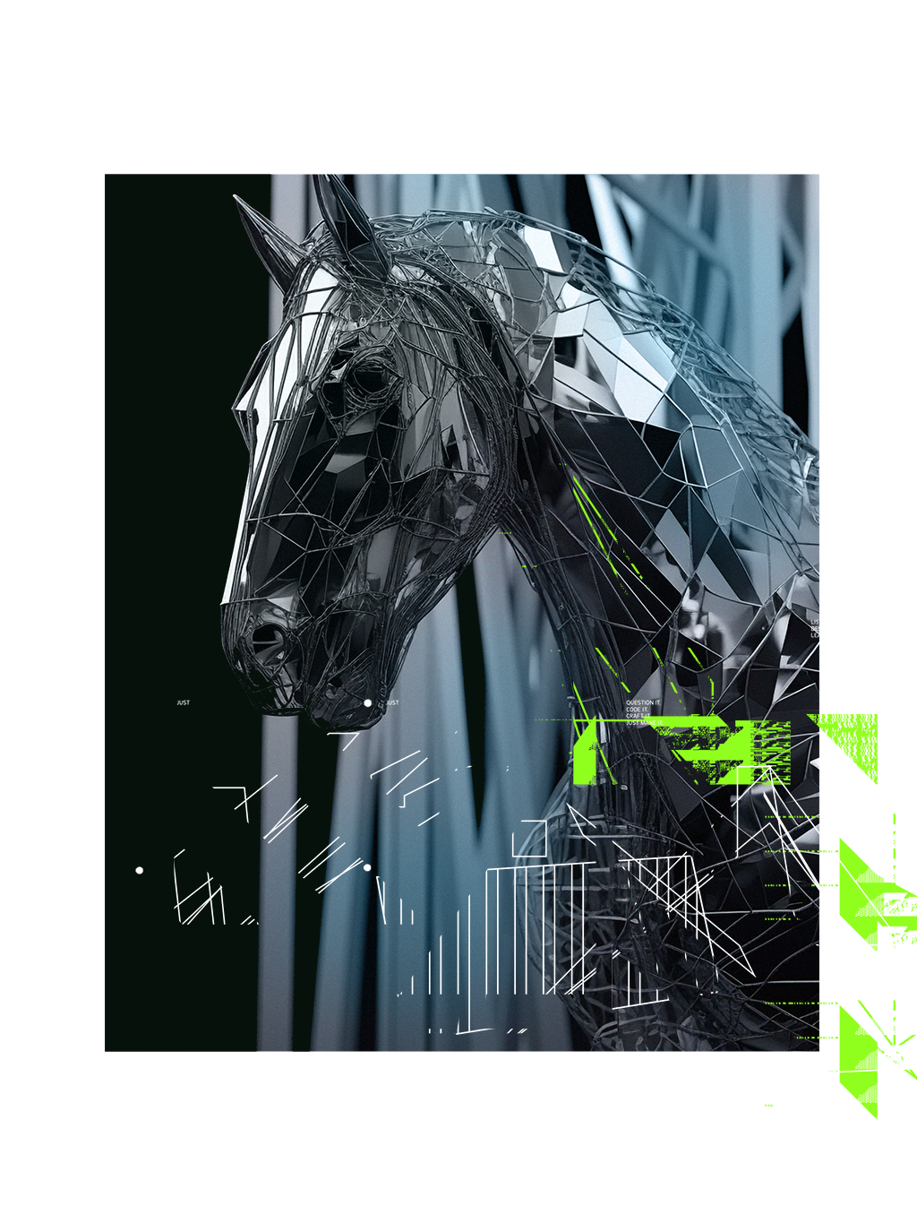 Image of abstract technologized horse head by Jung von Matt NECKAR.