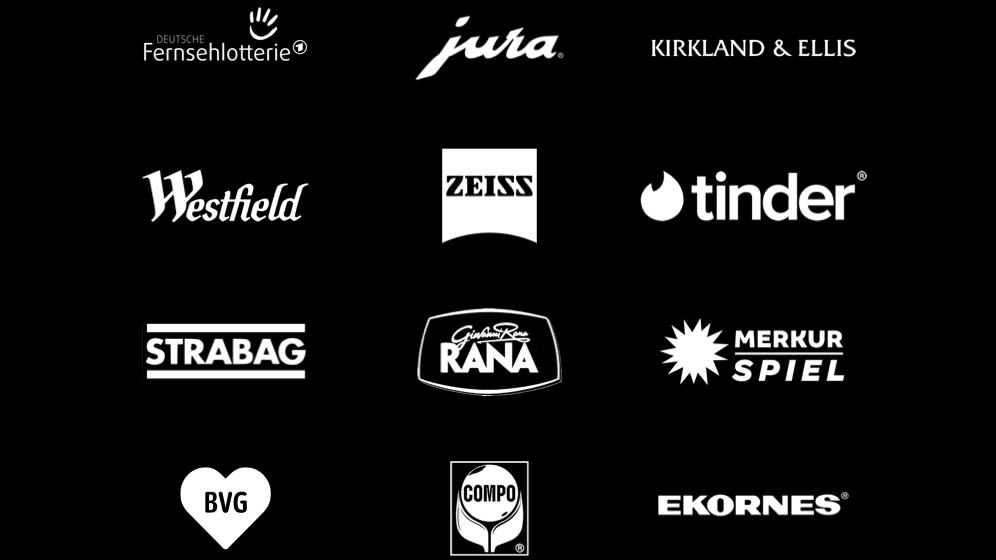 A black background showcasing a variety of logos.