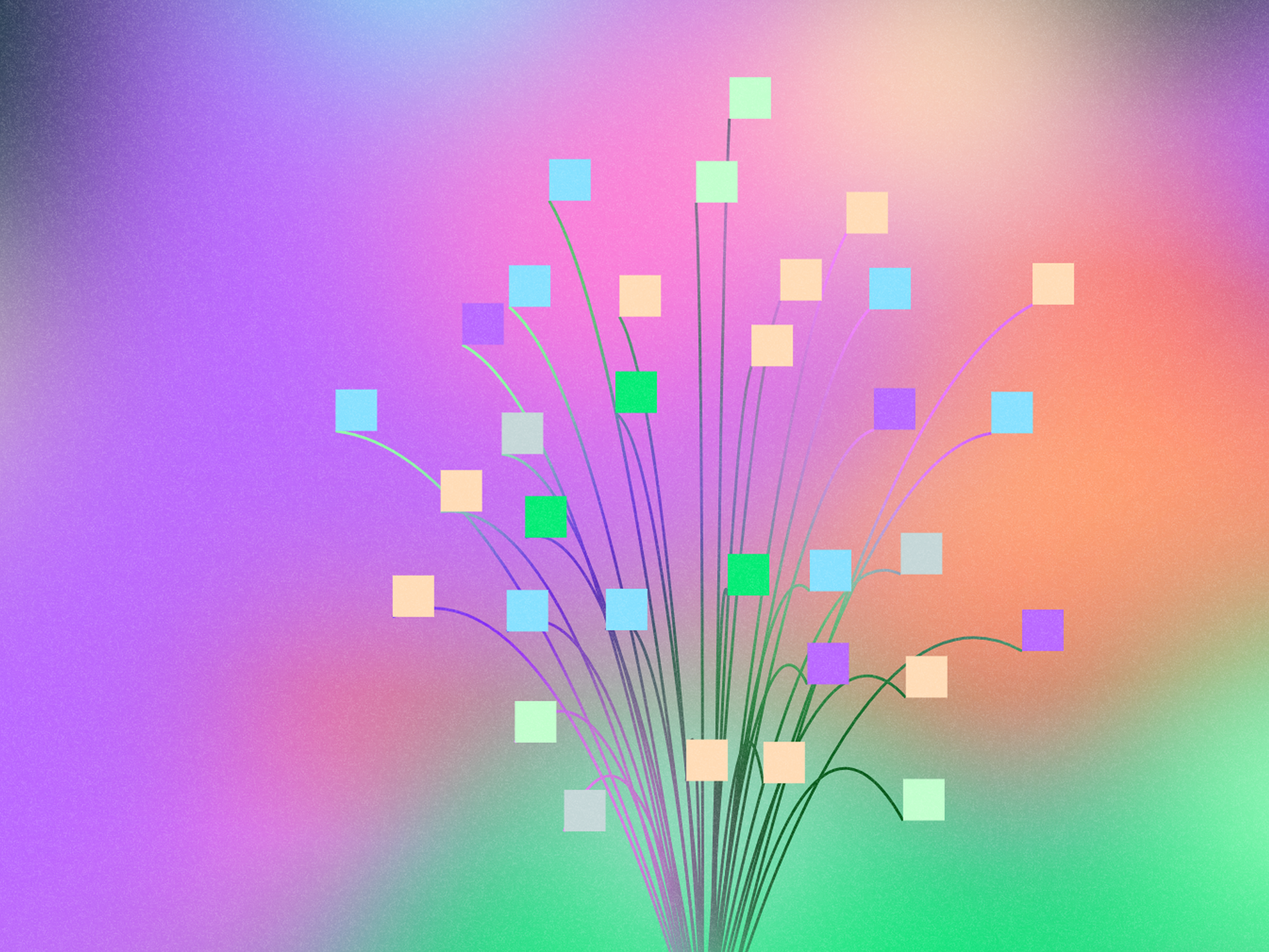 Abstract visual of a colorful pixel plant