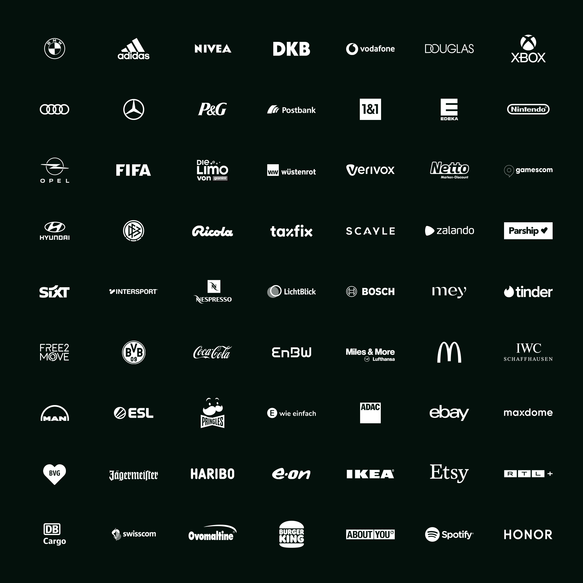 Selection of company logos from important clients Jung von Matt has worked with in recent time.