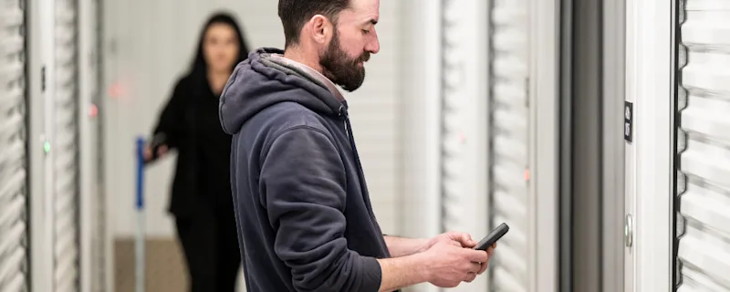 A STOREX business customer accessing his storage unit using the STOREX app