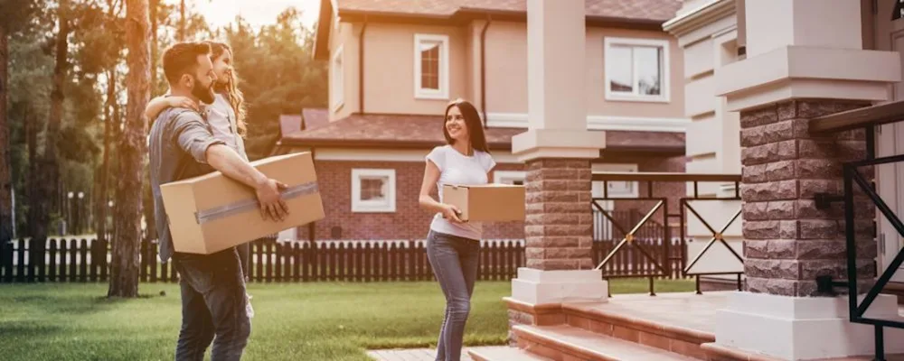 Family moving into their new house
