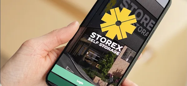 Phone in hand with Storex app