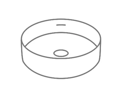 Line drawing of an above counter basin.