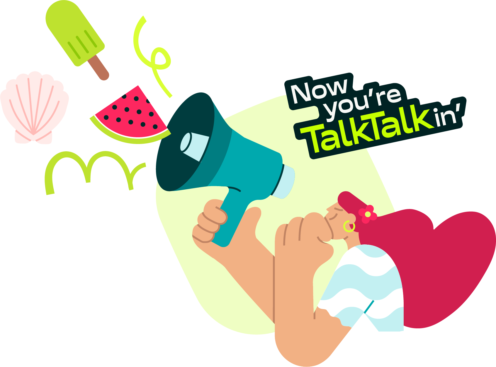 woman megaphone summer talktalkin