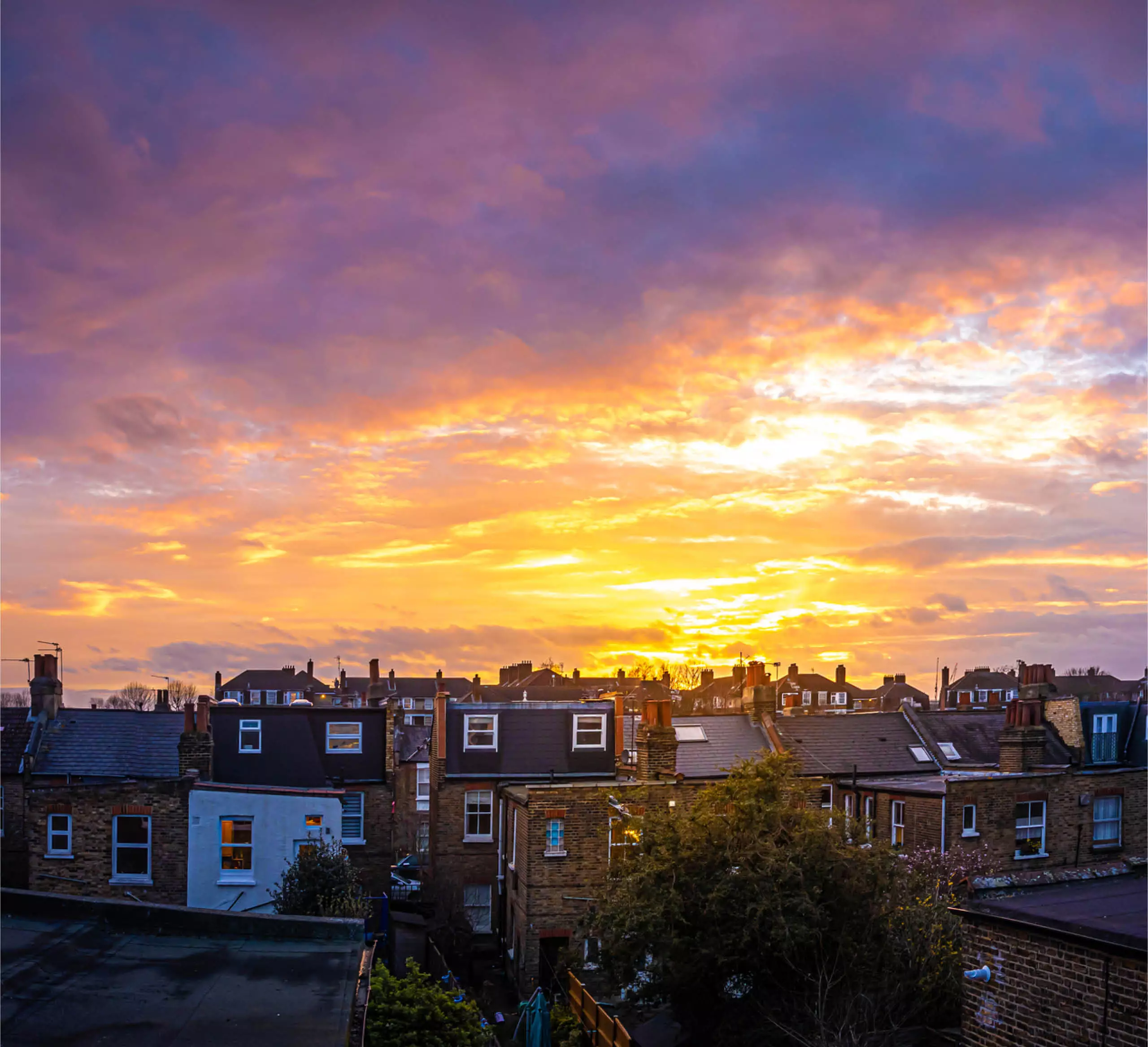 sunset over a city