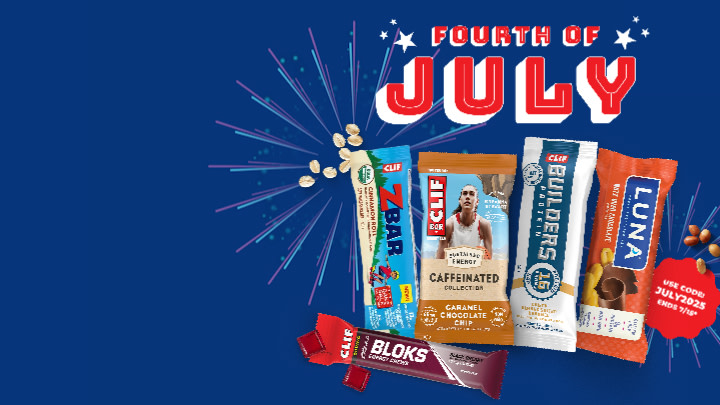 CLIF products with Fireworks in the background