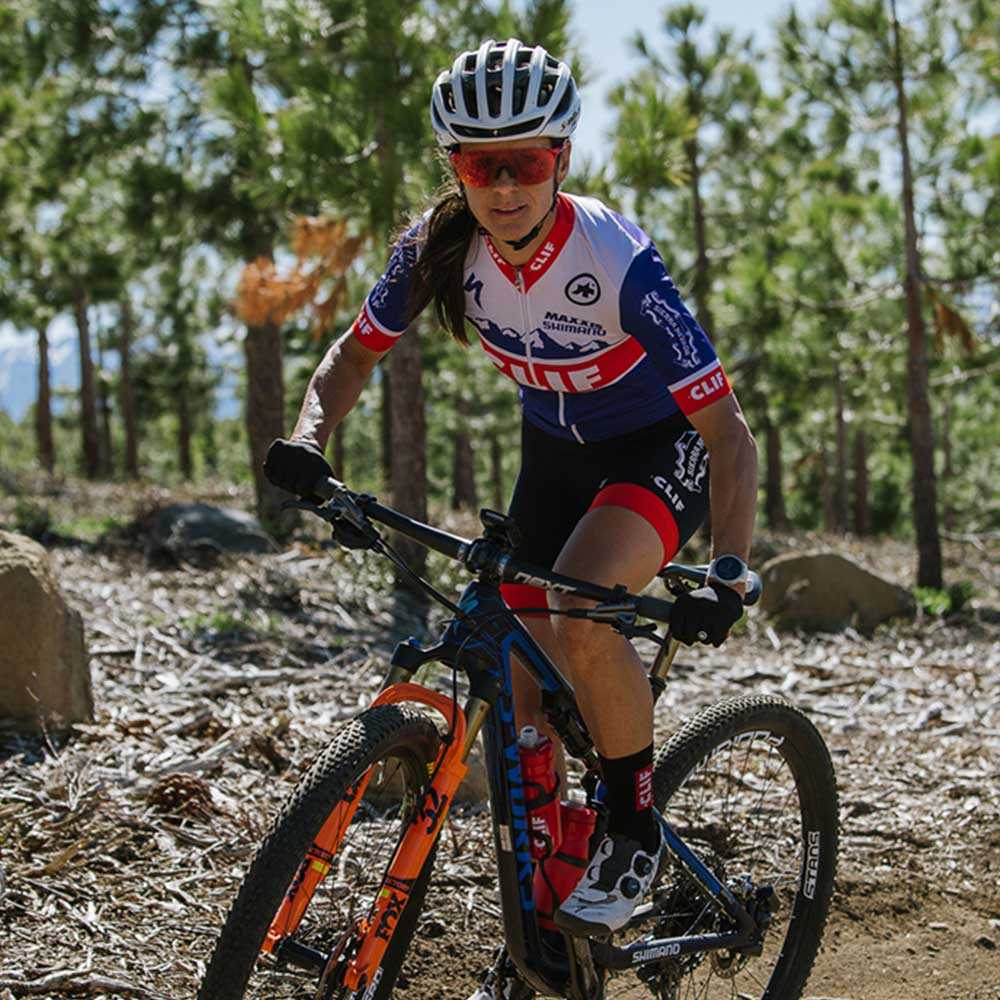 Girl on mountain bike