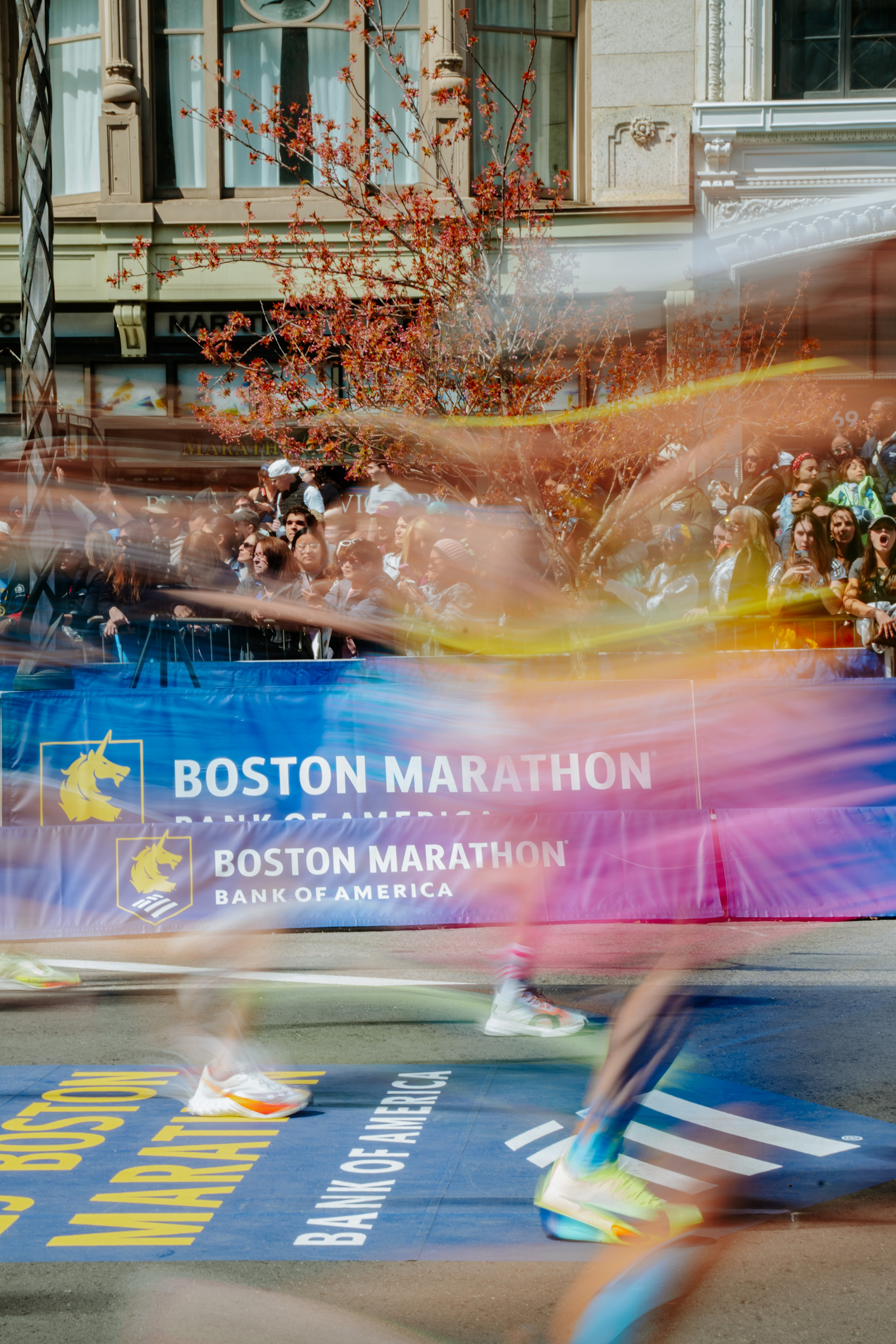 Blurry Runners at the Boston Marathon