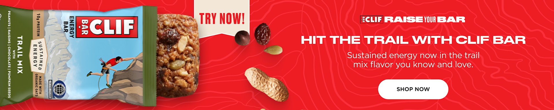 Hit the Trail with CLIF BAR Trail Mix Flavor. Click to shop.