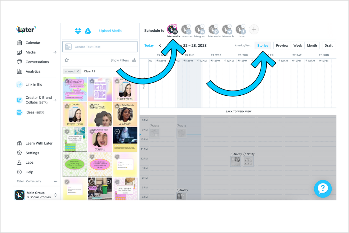 schedule instagram stories