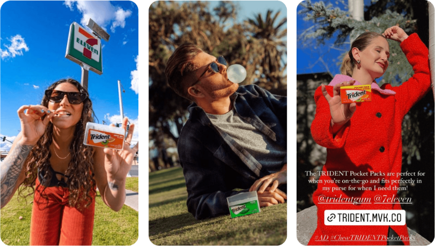 Influencer-generated content from Trident campaign.