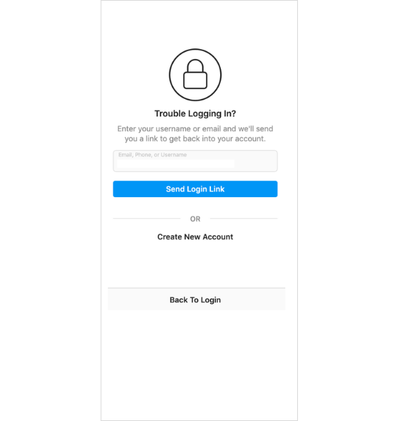 Request a Login Link from Instagram