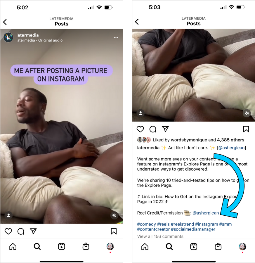 Later Instagram UGC post crediting creator