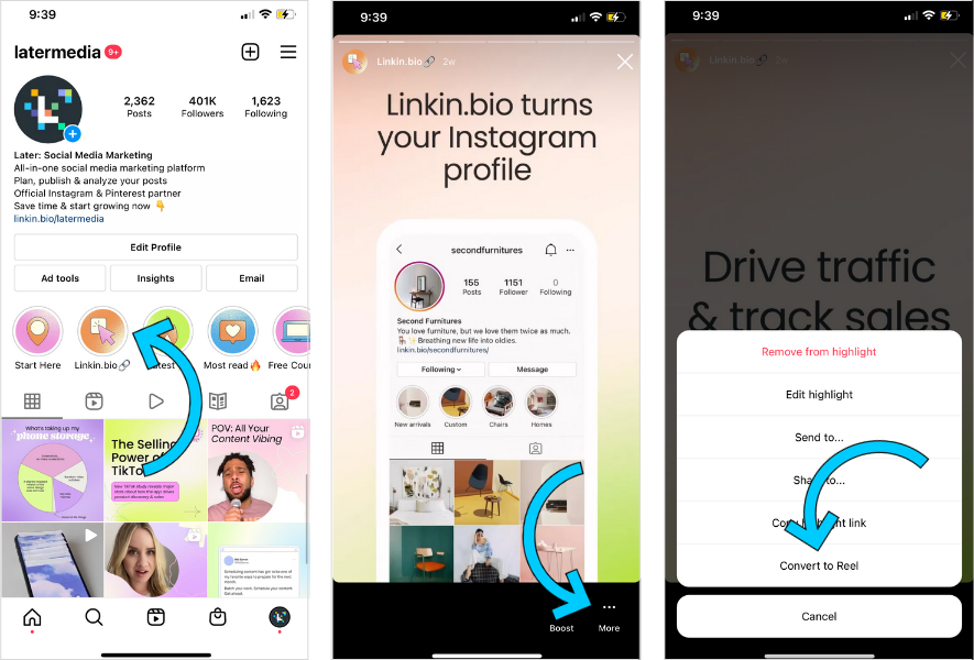 later instagram highlights converting to reels