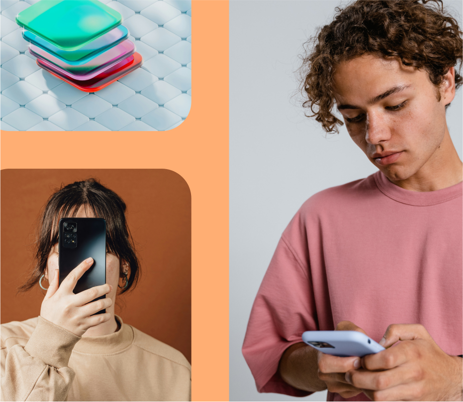 collage image of creators with phones