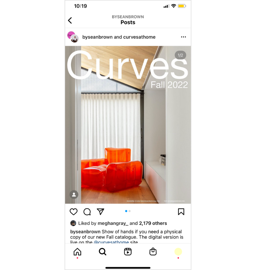 Instagram Collab between Sean Brown and Curves.
