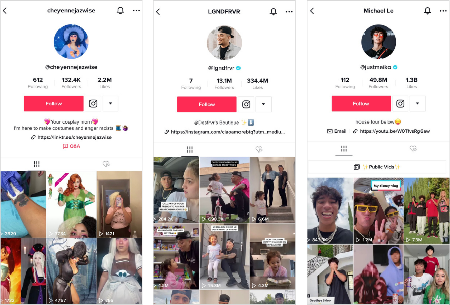 The first wave of participants in the TikTok creator fund included Cheyenne Jaz Wise, Justice Alexander, and Michael Le.