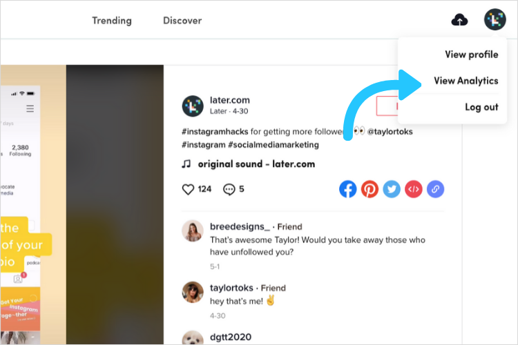 There are three main categories TikTok displays on your account dashboard: Overview, Content, and Followers.