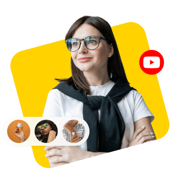 Image of a YouTube creator with YouTube icon