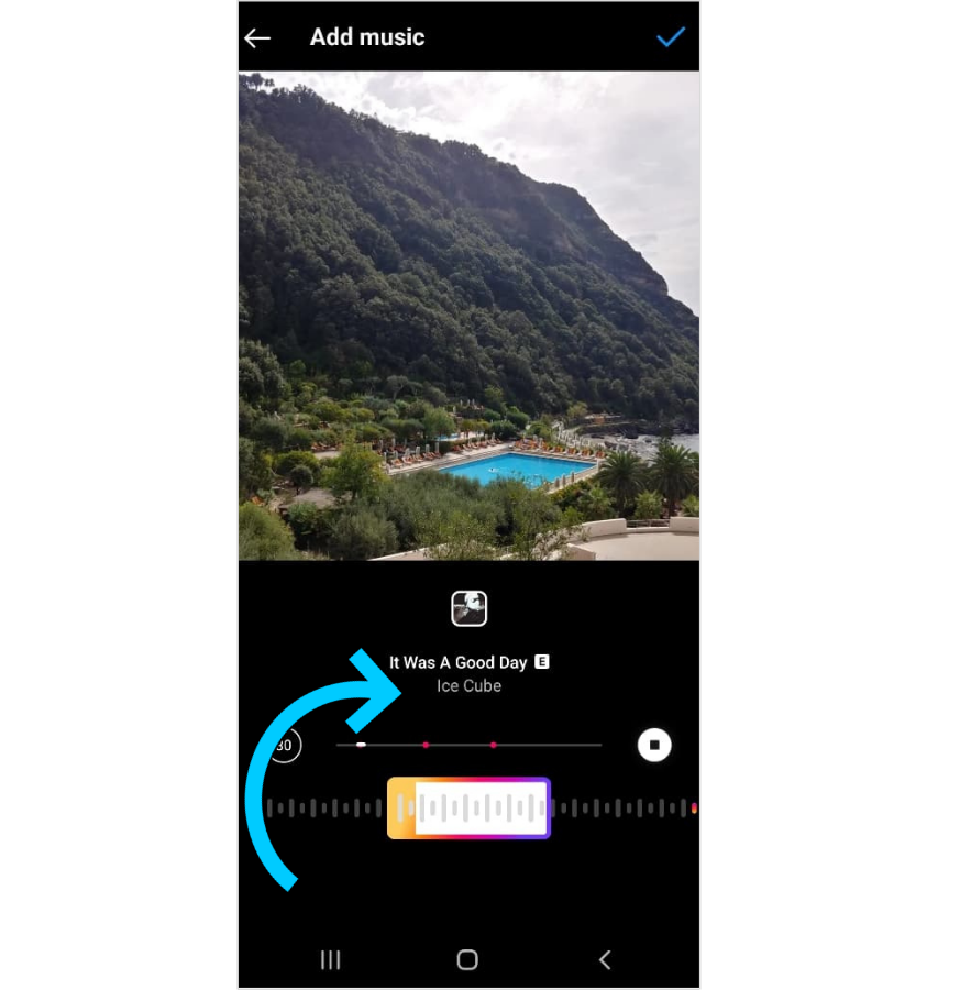 Adding music to an image on Instagram feed post