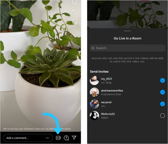 8 recursos do Instagram que ajudam as empresas a crescer online 5 https later.com blog wp content uploads 2021 03 Instagram Live Rooms example 3
