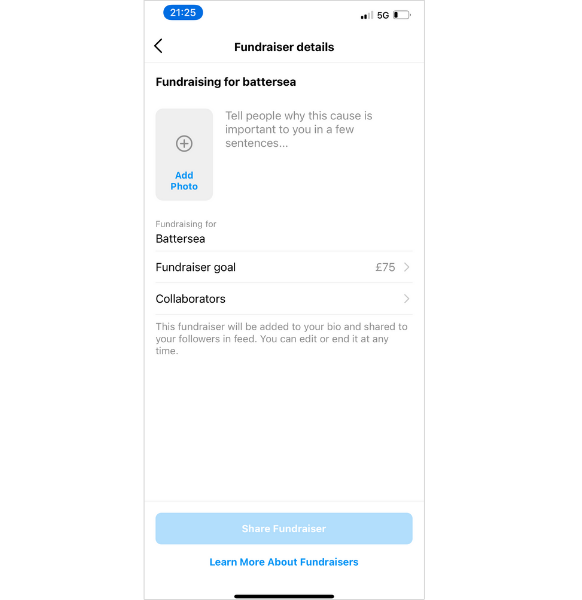 fundraise on instagram