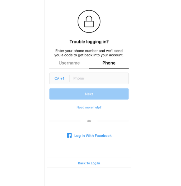 Request a Login Link from Instagram