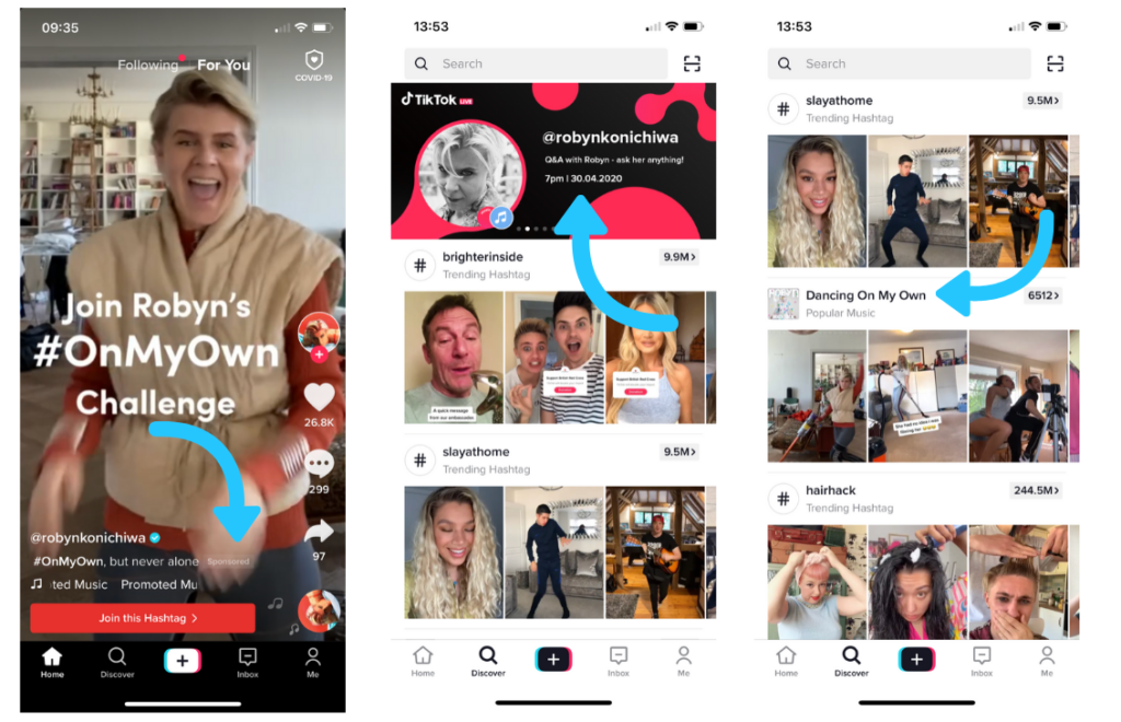 Branded TikTok hashtag challenges use TikTok Ads to have their challenge featured there. This is an incredible way to reach a huge audience on TikTok.