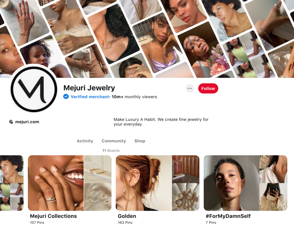 Brands on Pinterest Mejuri 