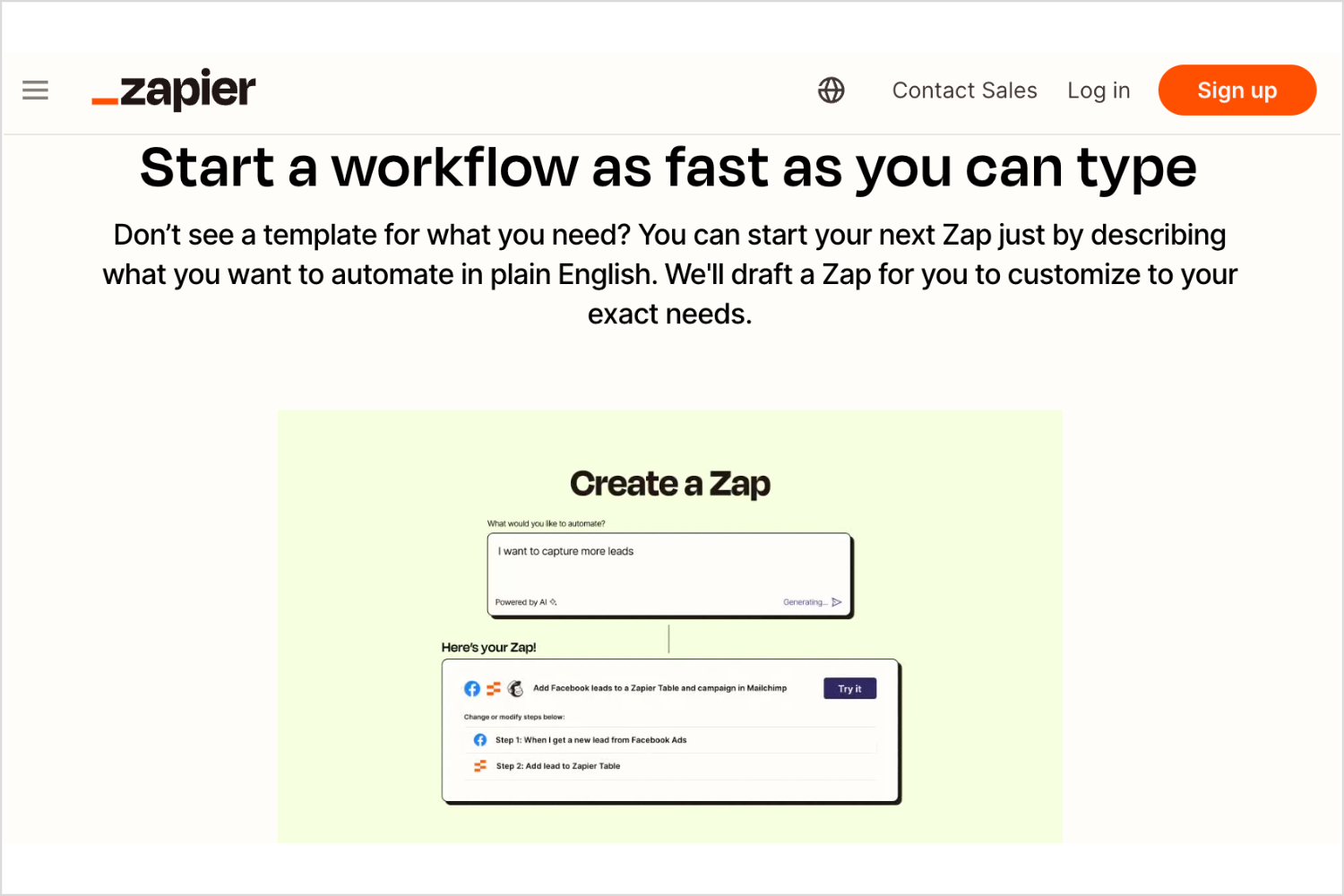 Zapier homepage screenshot