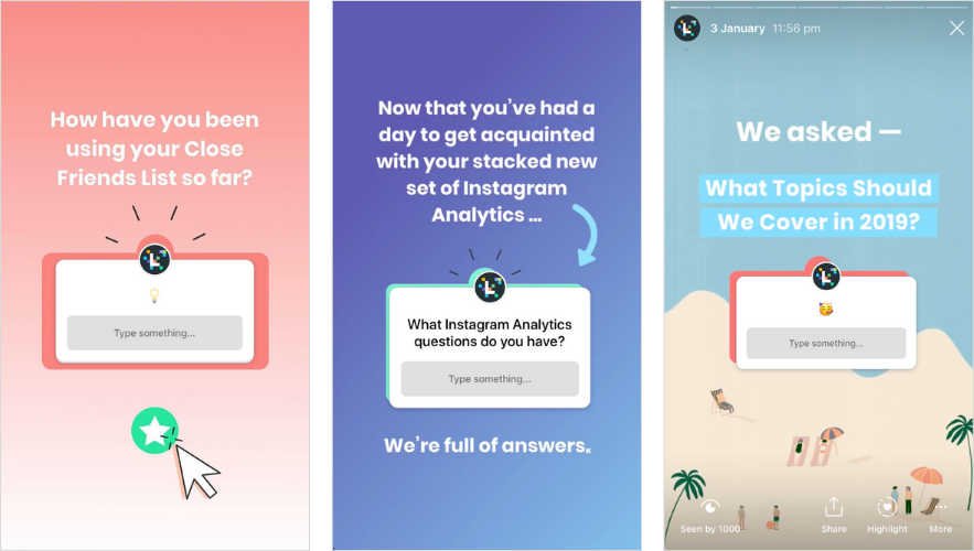 Question sticker to help crowdsource ideas, gather feedback and learn more about your audience.