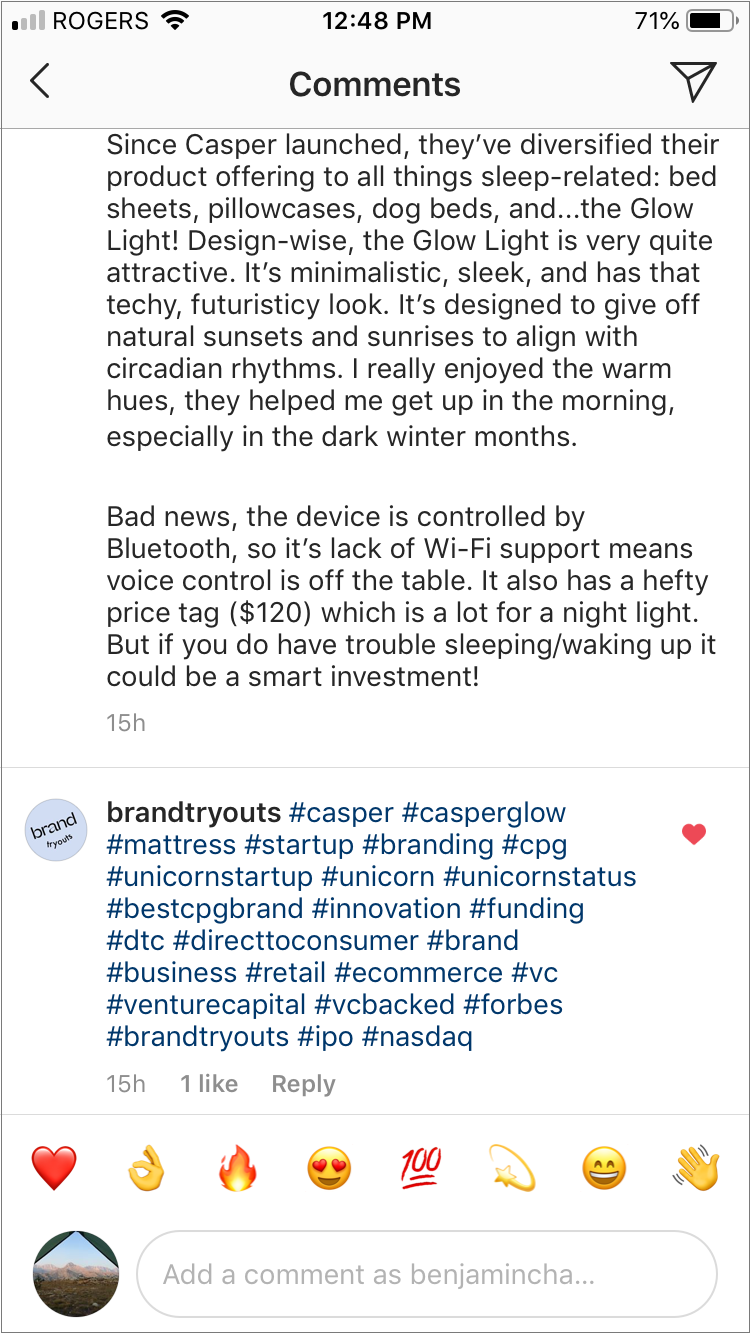Posting hashtags in the first comment is a great way to make your caption the star of the show.