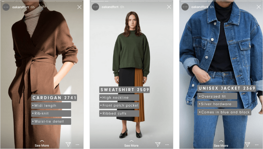 Oakandfort takes the design and style of their website (like logo, font, color palette, and tone) and applies it to their Instagram Stories design. - Consistent Instagram Aesthetic