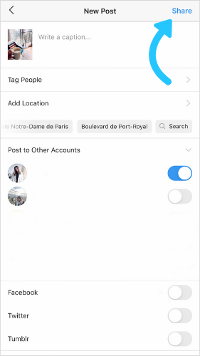 how to write and post on instagram