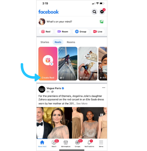 Create Facebook Reels Directly in the App